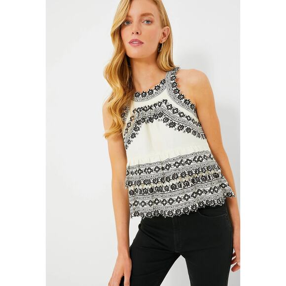 Tuckernuck Tops - TUCKERNUCK S.E.A. New York Cream Amina Embroidery Tank Top NWT Size Medium